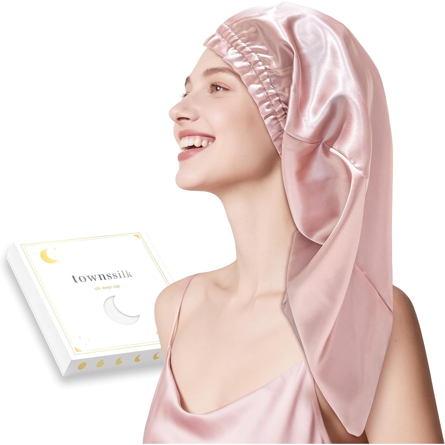Dusty Pink 22 Momme Long Silk Bonnet 80 cm