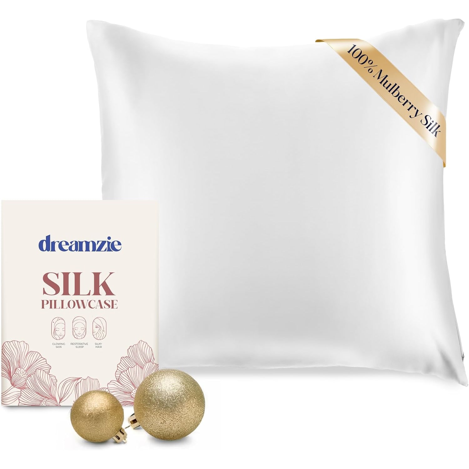 White 19 Momme Square Mulberry Silk Pillowcase 65 x 65 cm