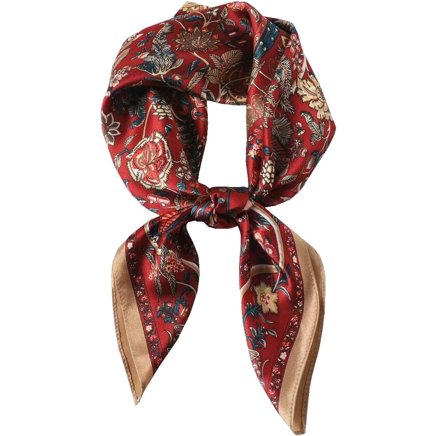 Garnet Red Paisley Silk Square Scarf 68cm