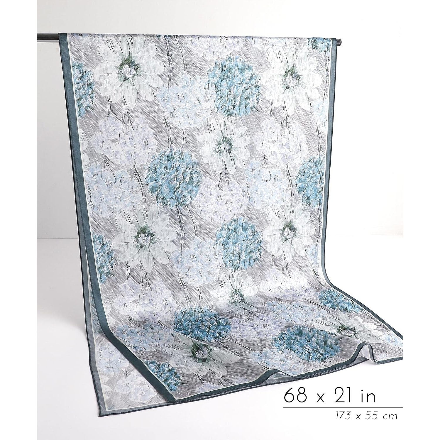 Hydrangea Print Long Silk Scarf 173 x 53 cm
