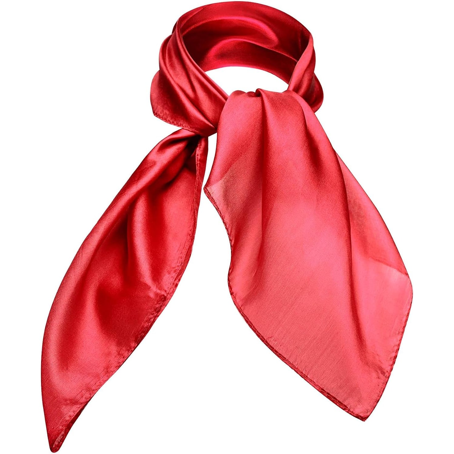 Red Plain Silk Square Scarf 55 cm
