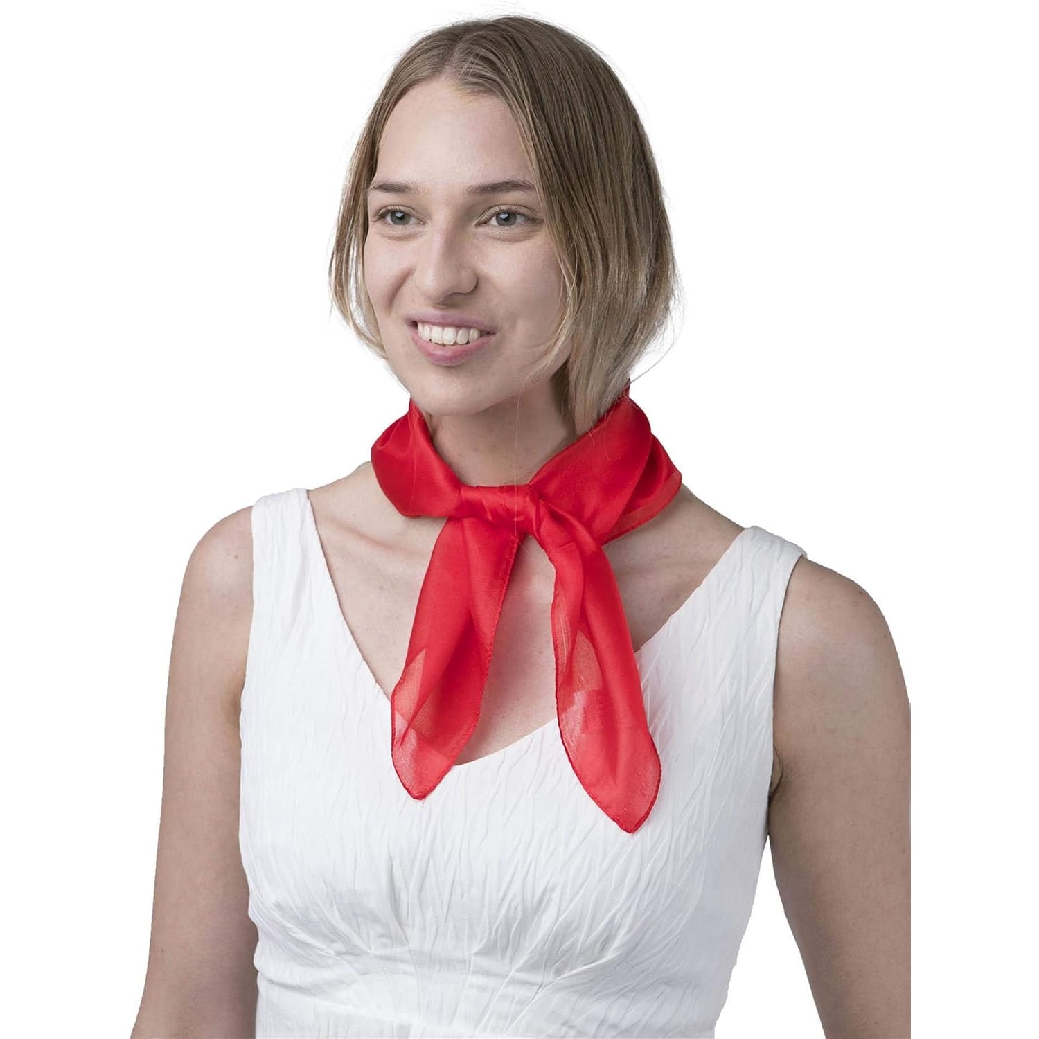 Red Plain Silk Square Scarf 55 cm