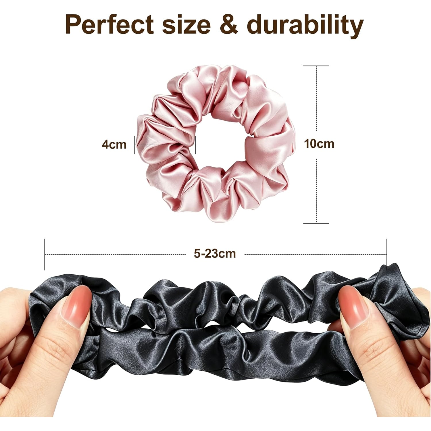 Large 22 Momme Silk Scrunchies, 2 Pack in Dark Grey and Pink