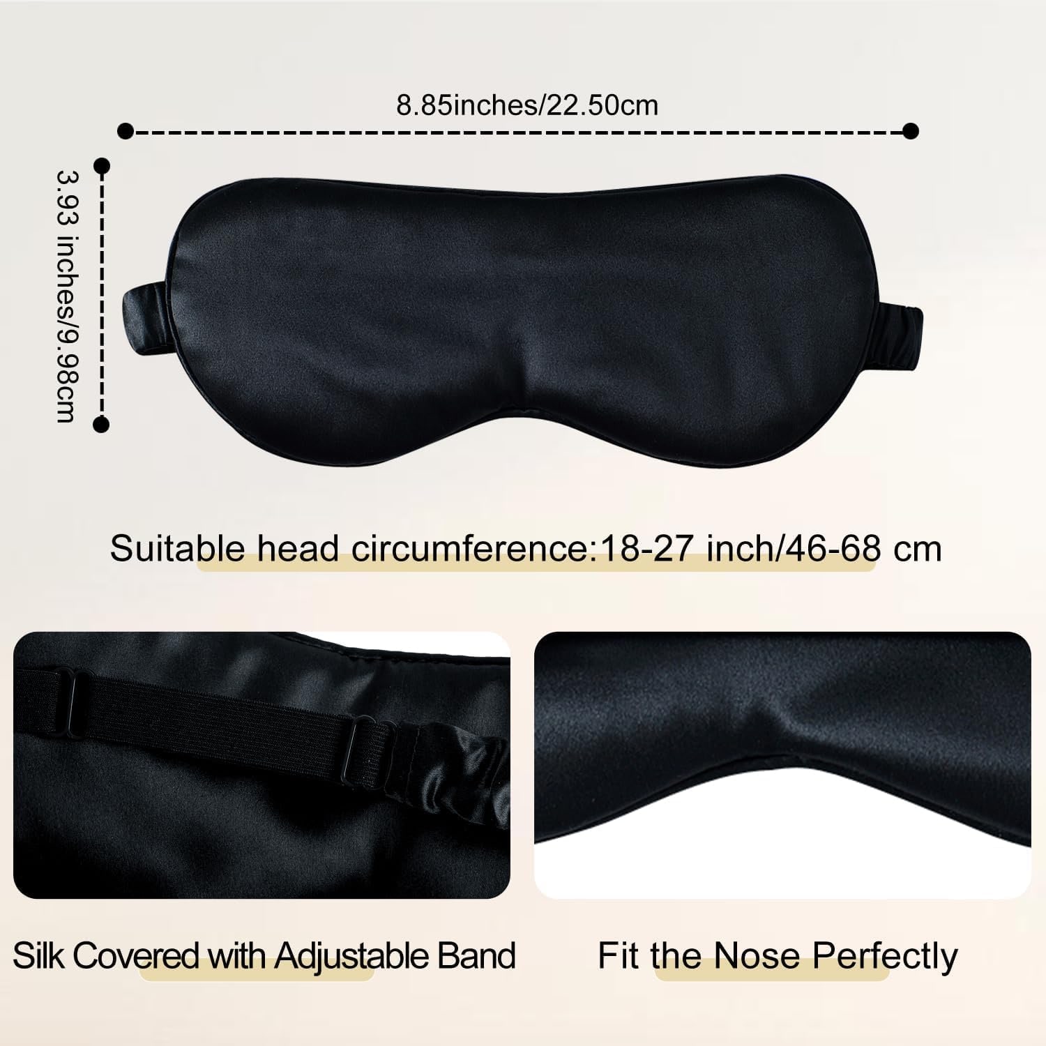Black 22 Momme Contoured Mulberry Silk Sleep Mask