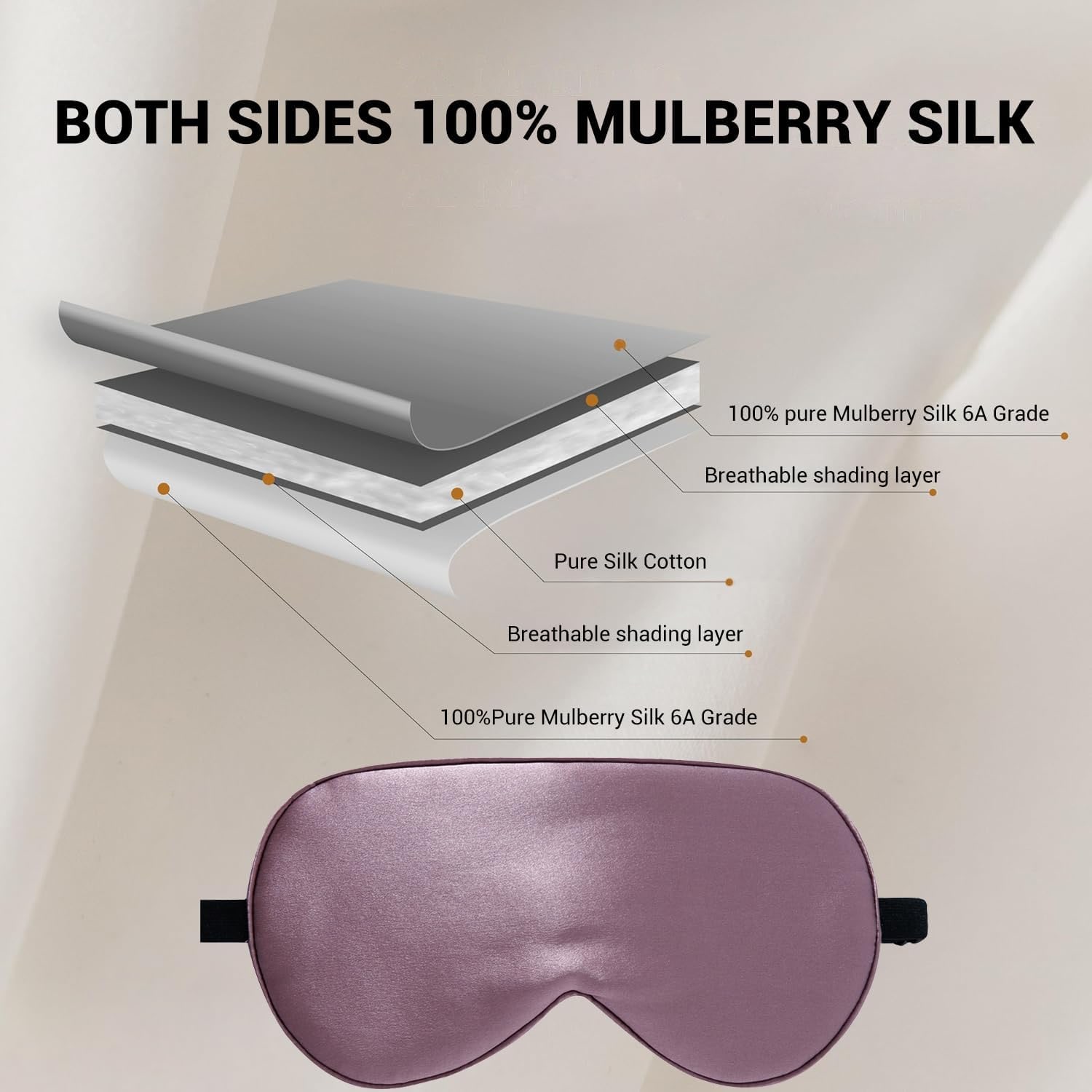 Grey Purple Mulberry Silk Sleep Mask