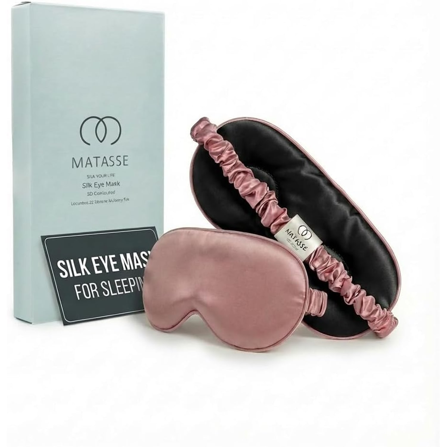 Pink and Black 22 Momme Contoured Mulberry Silk Sleep Mask