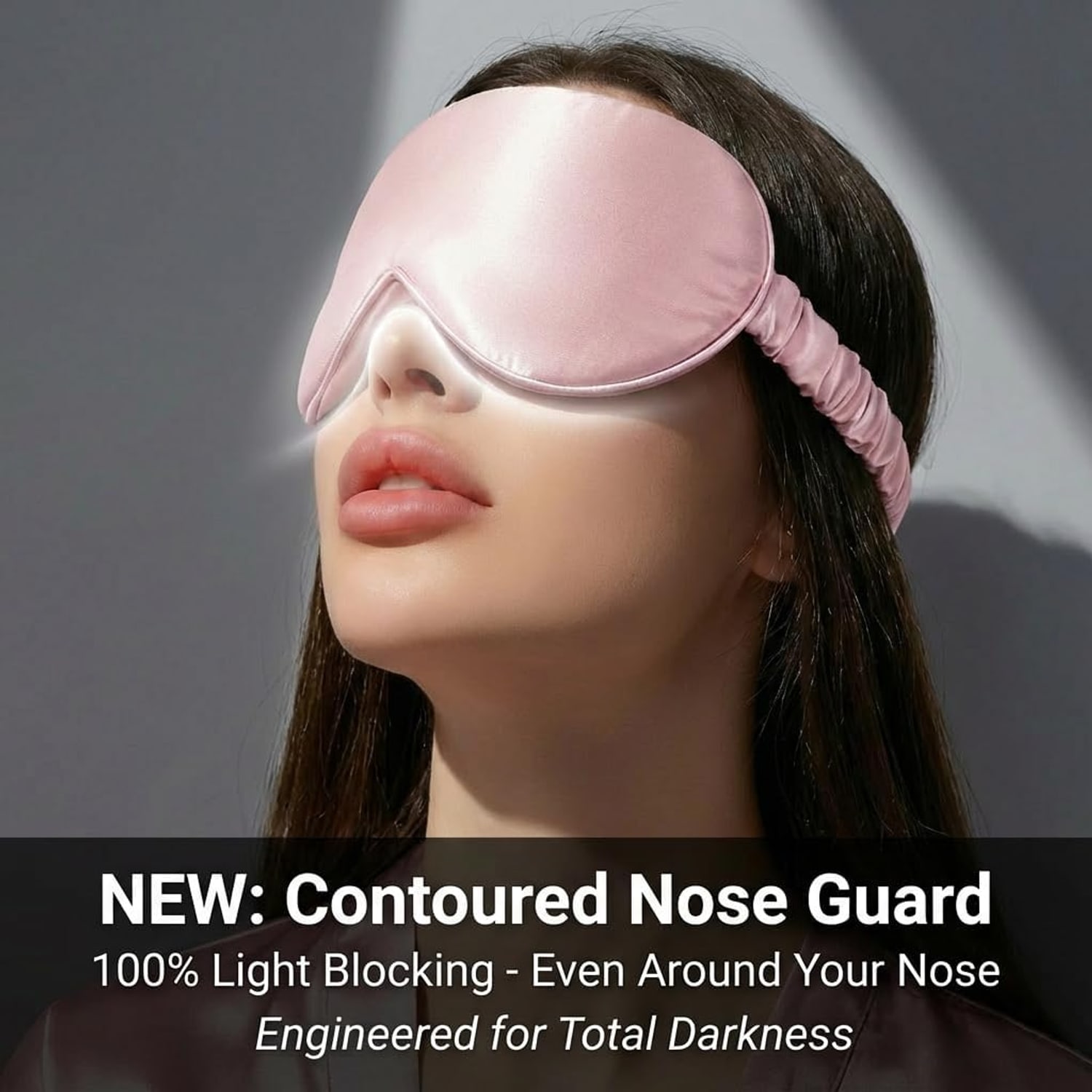 Pink and Black 22 Momme Contoured Mulberry Silk Sleep Mask
