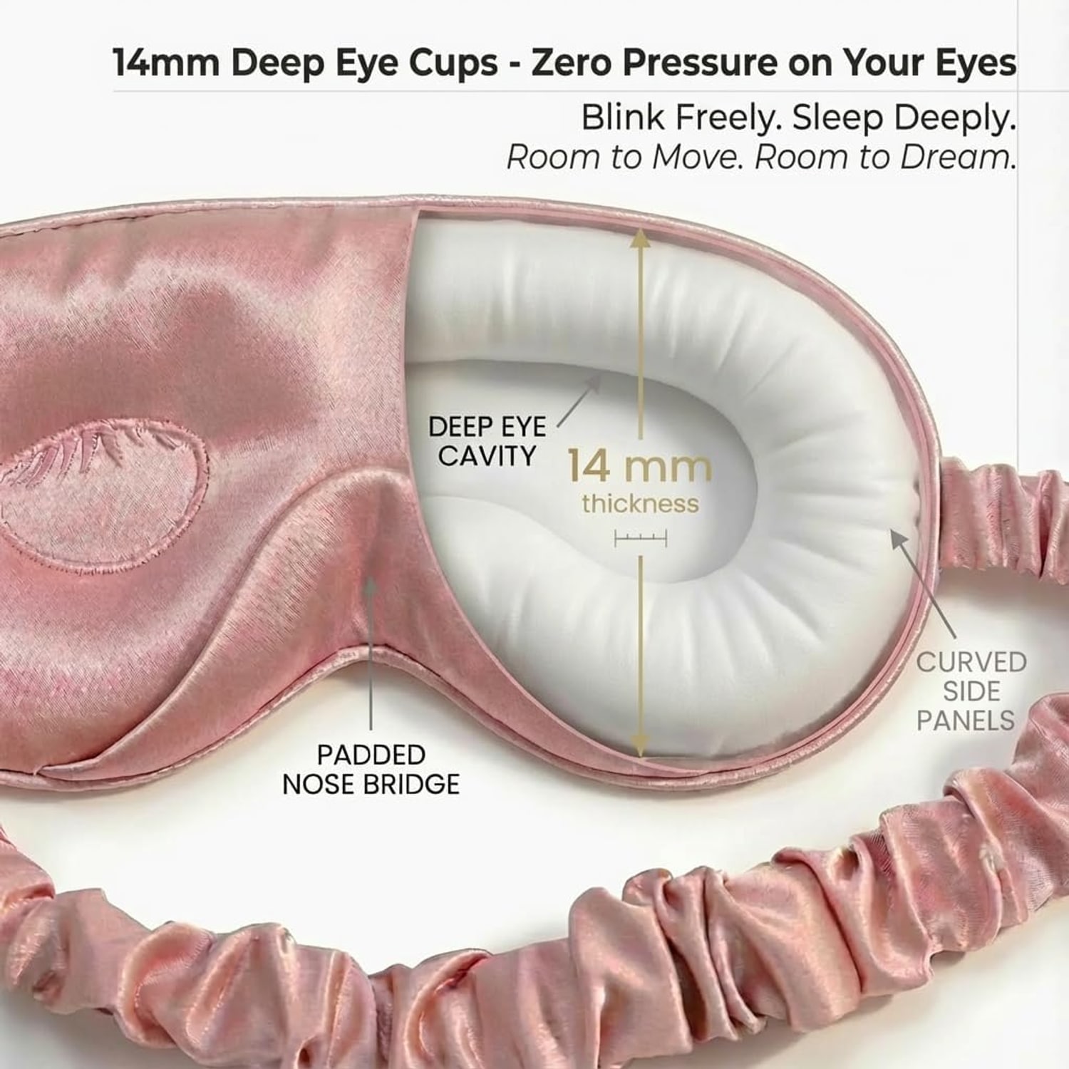 Pink and Black 22 Momme Contoured Mulberry Silk Sleep Mask